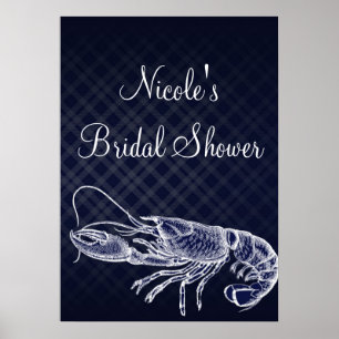 Affiches Bannière élégante bleu marine homard vintage