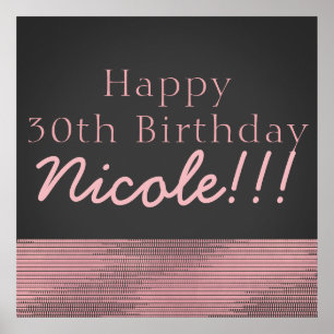 Affiches Bannière Matte Pink & Grey Modern Glam Sequin Part