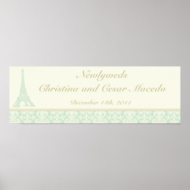 Affiches Bannière personnalisée Damask Paris 22,5 po x 7,5  (Devant)