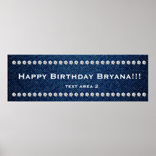 Affiches Bannière personnalisée de fête d'anniversaire Deni
