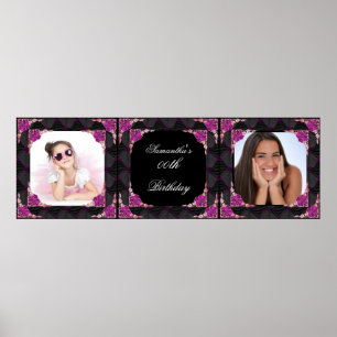 Affiches Bannière Photo 00e Anniversaire Rose Noir