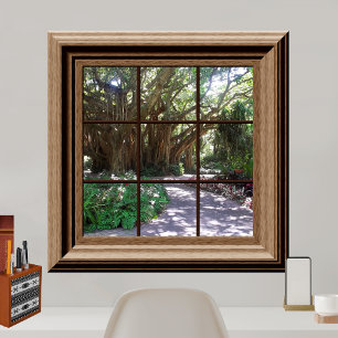 Affiches Banyan Tree Fake Window Scène Relaxant Vert