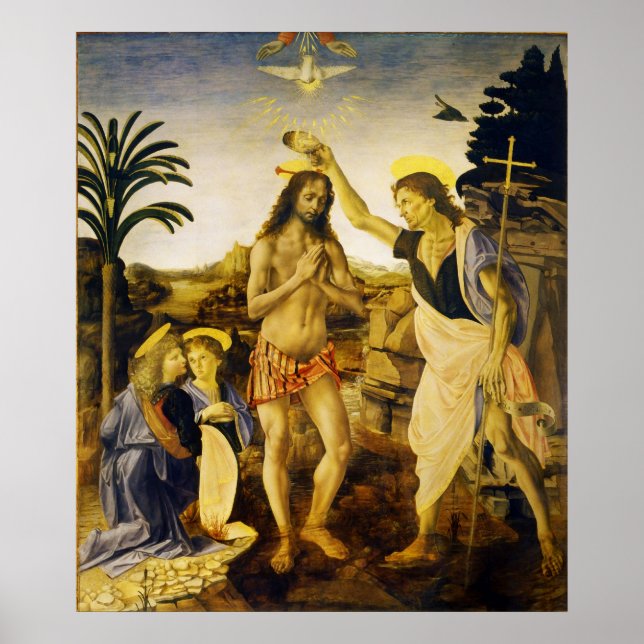 Affiches Baptism of Christ by Da Vinci and Verrocchio (Devant)