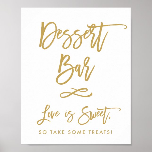 Affiches Bar de dessert Gold Lettré À La Main Chic (Devant)