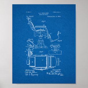 Affiches Barber's Chair Patent - Blueprint