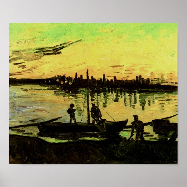 Affiches Barges de charbon Van Gogh Art (Devant)