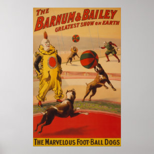 Affiches Barnum & Bailey - Merveilleux Chiens De Football