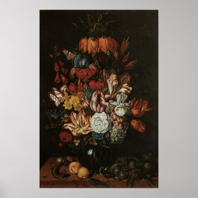 Affiches Baroque Ancien, Nature Morte Florale Fleurs dans u (Devant)