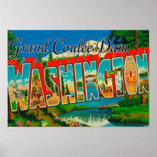 Affiches Barrage de Grand Coulee, Washington - Lettre grand