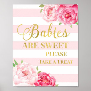 Affiches Barre à bonbons rose Floral Signal Gold Blush Stri