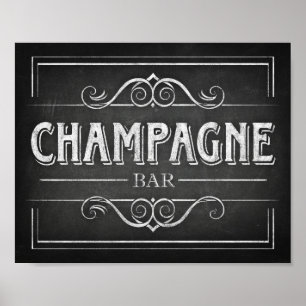 Affiches BARRE CHAMPAGNE Style Chalk Signe Imprimer