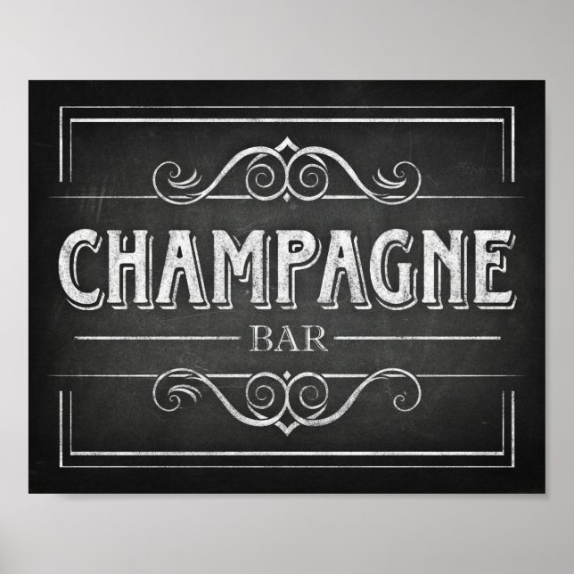 Affiches BARRE CHAMPAGNE Style Chalk Signe Imprimer (Devant)