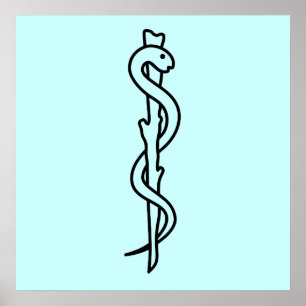 Affiches Barre d'Asclepius [symbole médical]
