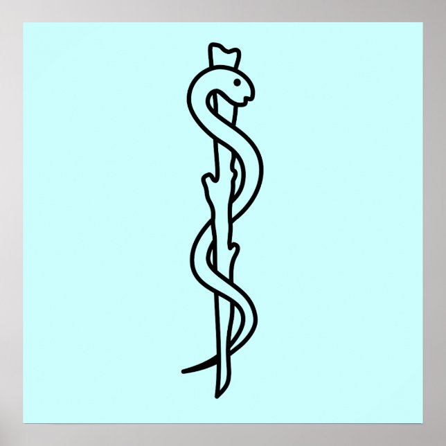 Affiches Barre d'Asclepius [symbole médical] (Devant)