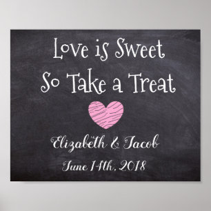 Affiches Barre de bonbons Chalkboard Look Love is Sweet Pos