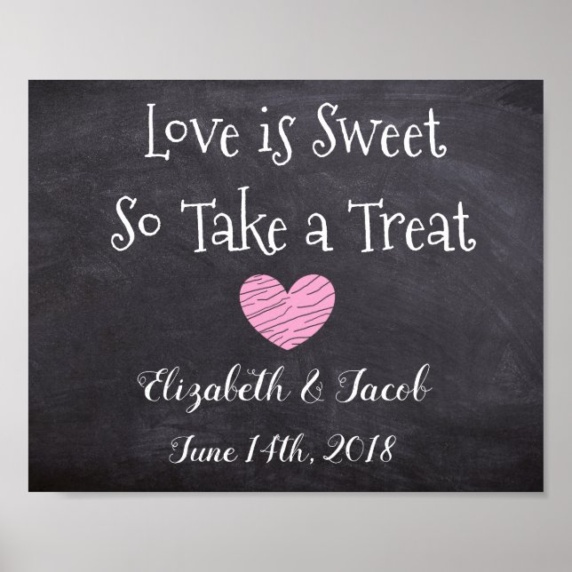 Affiches Barre de bonbons Chalkboard Look Love is Sweet Pos (Devant)