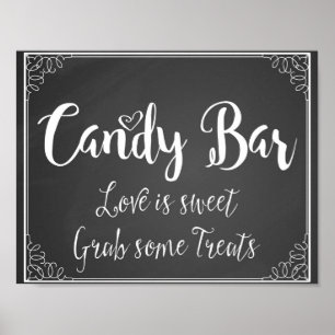 Affiches Barre de bonbons Chalkboard mariage ou imprimé de