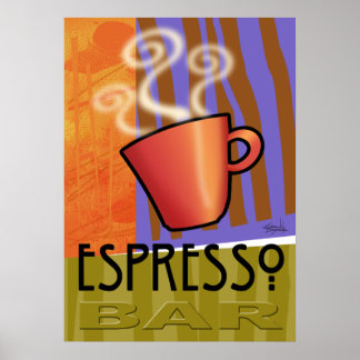 Affiches Barre Espresso | orange vert olive lilas