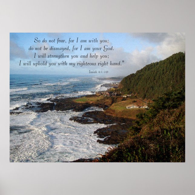 Affiches Barrière Ocean Coast Isaiah 41:10 Imprimer (Devant)