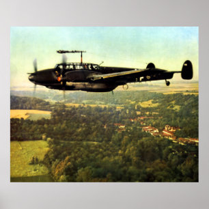 Affiches Bas vol Bf-110 allemand de 2ÈME GUERRE MONDIALE