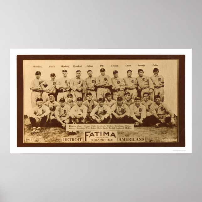 Affiches Baseball des Tigres de Détroit 1913 (Devant)