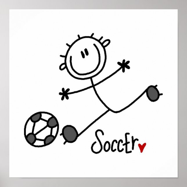 Affiches Basic Stick Figure Soccer Player T-shirts and Gift (Devant)