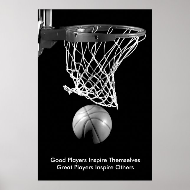 Affiches Basket-ball à devis inspirant noir et blanc (Devant)