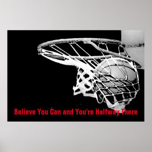 Affiches Basket-ball Motivational Black White Red Arwork