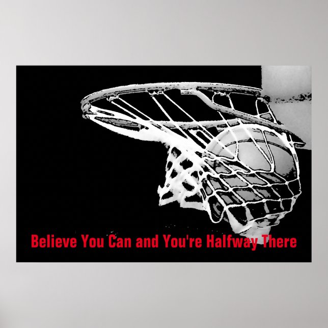 Affiches Basket-ball Motivational Black White Red Arwork (Devant)