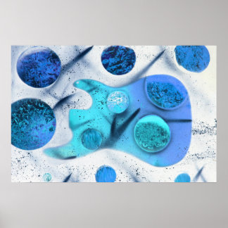 Affiches basse guitare bleu vert vert invert planètes peint