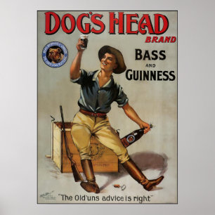 Affiches Basse tête de chien et guinness