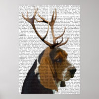 Basset Hound and Antlers
