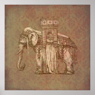 Affiches Bastille vintage d'éléphant