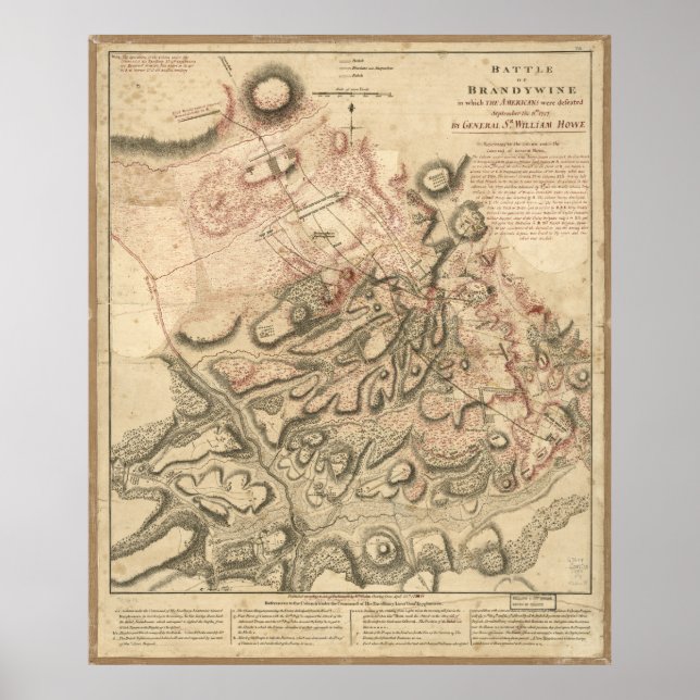 Affiches Bataille de Brandywine Carte de la révolution amér (Devant)