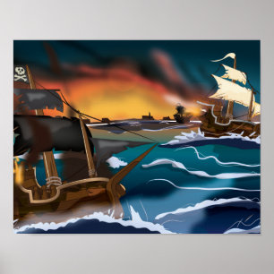 Affiches Bataille de navire pirate !