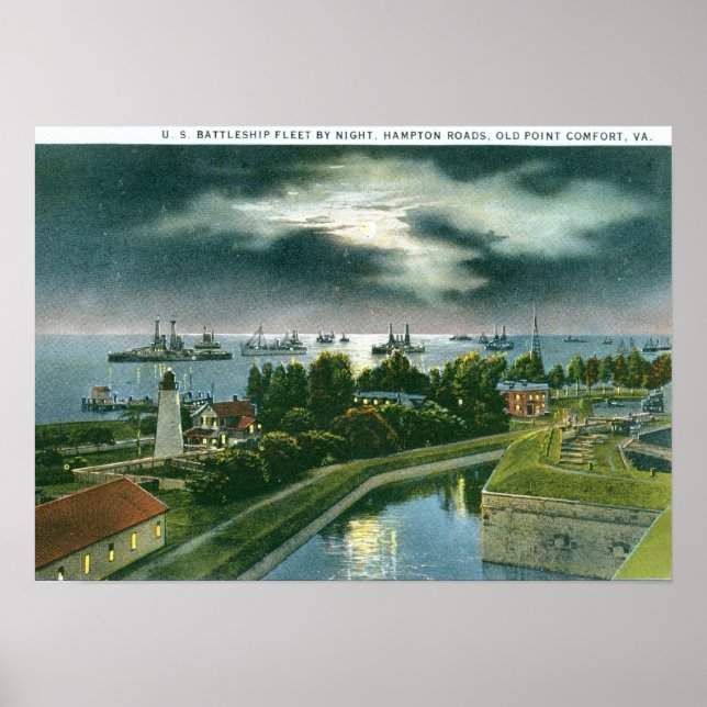 Affiches Bataillon Fleet, Hampton Roads, VA Vintage (Devant)