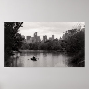 Affiches Bateau à Central Park NYC Paisible Noir & Blanc