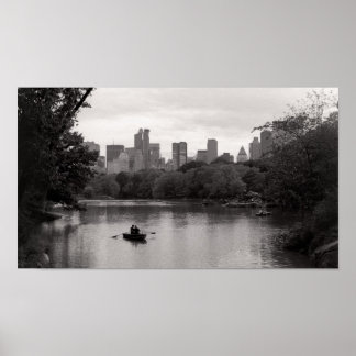 Affiches Bateau à Central Park NYC Paisible Noir & Blanc