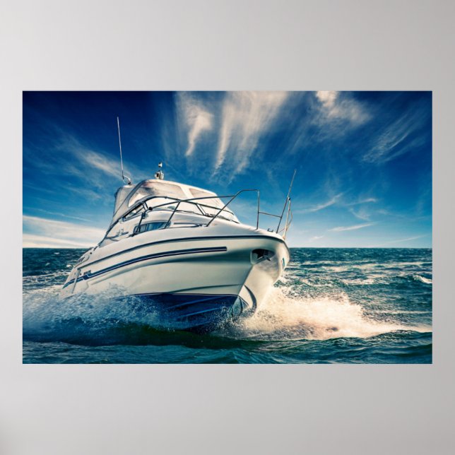 Affiches Bateau À Puissance Arrivant Dans Le Port De Chiche (Devant)