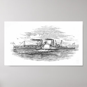 Affiches Bateau à  vapeur 1854 du Mississippi