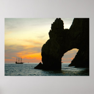 Affiches Bateau À Voile Traditionnel Au Coucher Du Soleil, 