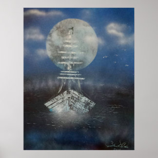 Affiches Bateau au clair de lune