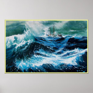 Affiches Bateau dans la mer dans la tempête