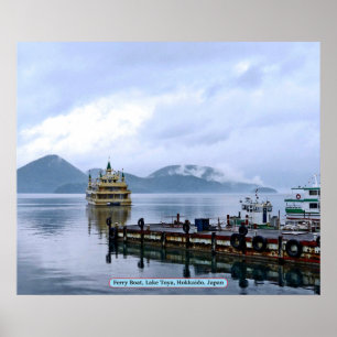 Affiches Bateau de ferry, Lac Toya, Hokkaido, Japon
