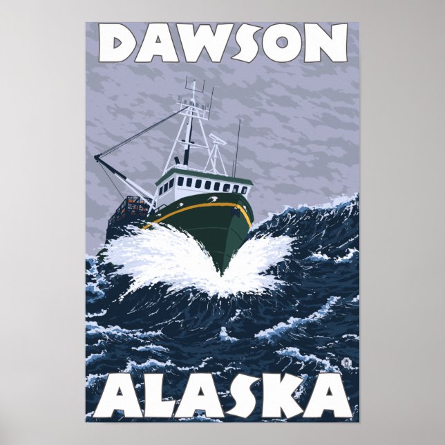 Affiches Bateau de pêche - Dawson, Alaska (Devant)