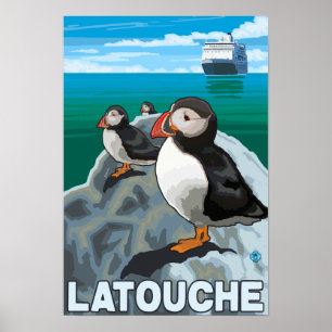 Affiches Bateau de pêche et de croisière - Latouche, Alaska