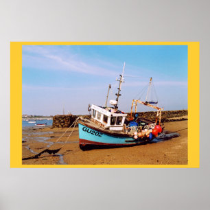 AFFICHES BATEAU DE PÊCHE PLAGE À GUERNSEY