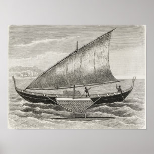 Affiches Bateau des îles Mortlock avec outrigger