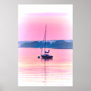 Affiches Bateau flottant tôt le matin.
