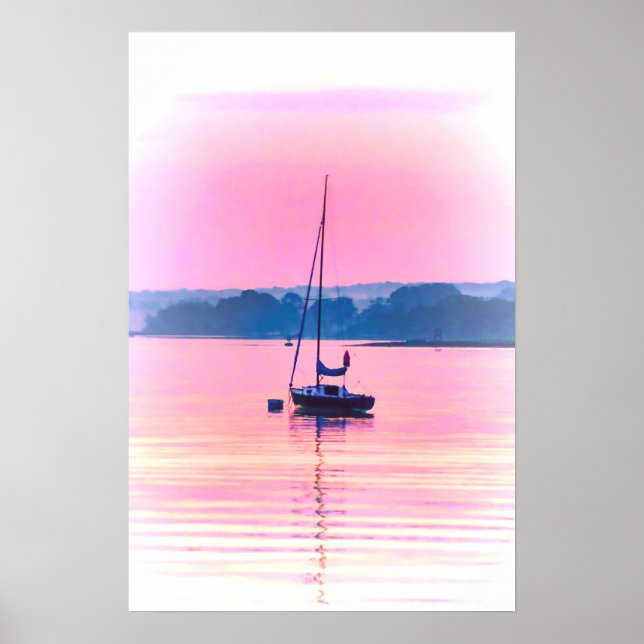 Affiches Bateau flottant tôt le matin. (Devant)